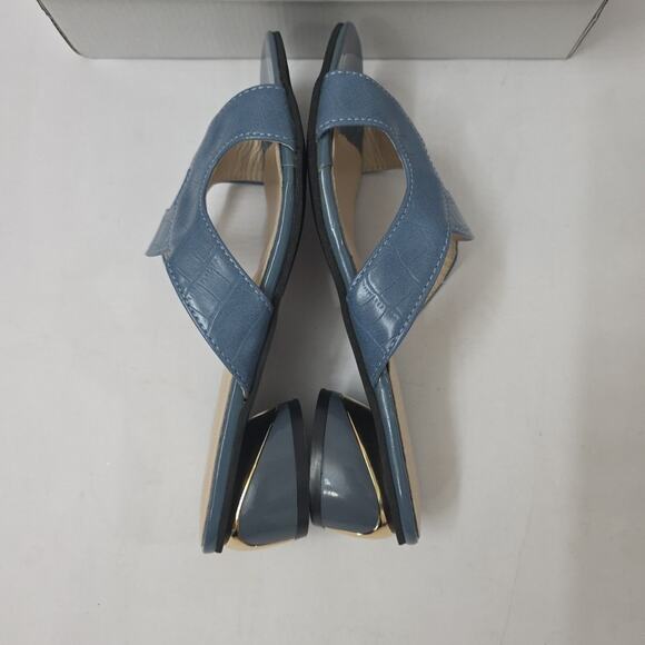 Hills Style Women’s Croc Embossed Gold Slide Sandals Low Heel Size 41 US 10 New - Picture 3 of 7